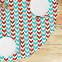 Silver-Gilded Herringbone / Aqua and Red