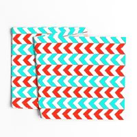 Silver-Gilded Herringbone / Aqua and Red