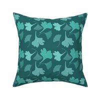 GINGKO fabric-2c greens on dark-teal