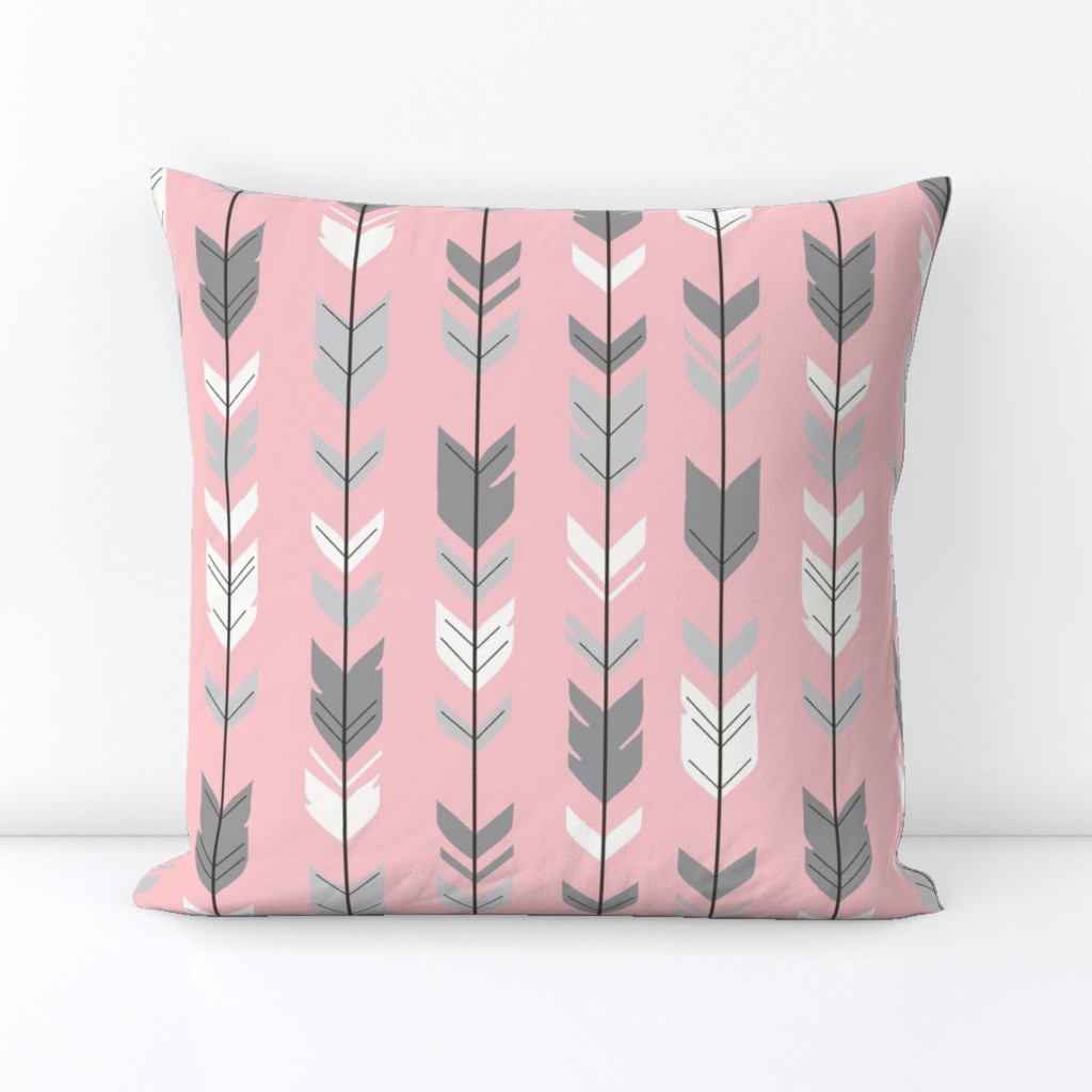 Arrow Feathers- pink/grey/white