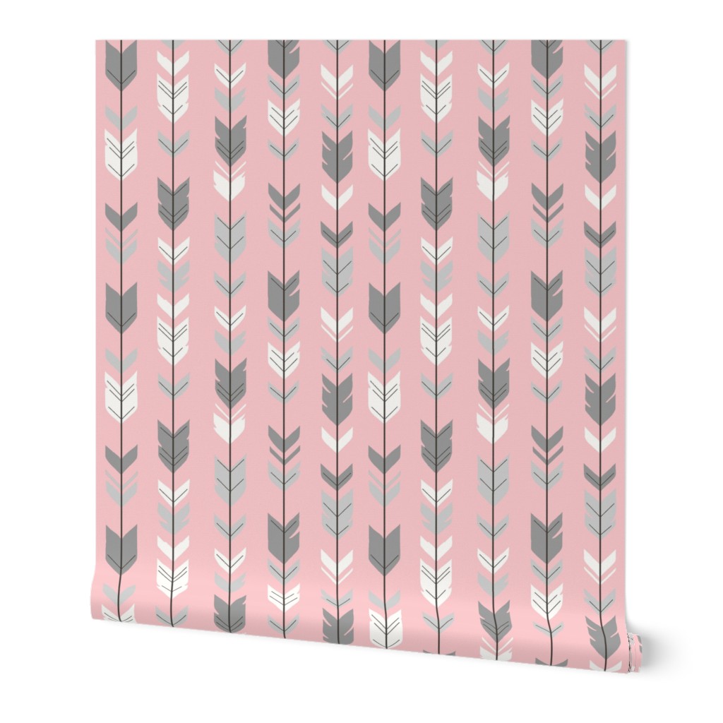 Arrow Feathers- pink/grey/white