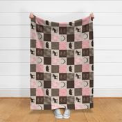 Little Lady Quilt- pink and brown - ROTATED - bear,moose, antlers
