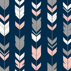 arrow Feathers- navy/coral/grey