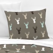 Deer- taupe/brown/mint/white/tan