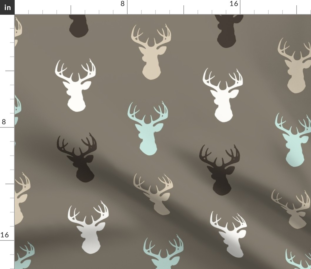 Deer- taupe/brown/mint/white/tan