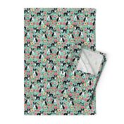 boston terrier fabric sweet vintage florals flowers dog pet design mint girls spring dog