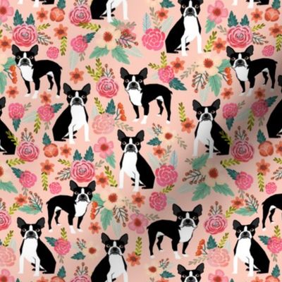 boston terrier dog pet puppy pets sweet dogs vintage flowers florals pink girly girls fabric for home textiles