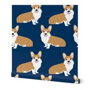 corgi dog pet puppy dogs corgis cute navy blue corgi fabric