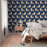 corgi dog pet puppy dogs corgis cute navy blue corgi fabric