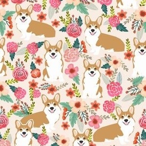 corgi florals pet dog welsh corgi pembroke corgi flowers girls pastel vintage florals spring dog fabric print