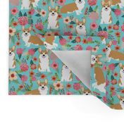 corgi pet dog sweet corgis dog puppy pet fabric featuring corgi dog flowers florals spring girls sweet flowers dog