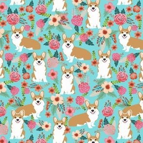 corgi pet dog sweet corgis dog puppy pet fabric featuring corgi dog flowers florals spring girls sweet flowers dog