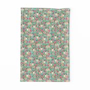 pug pet dog pugs flowers fabric florals cute mint pug flowers