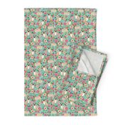 pug pet dog pugs flowers fabric florals cute mint pug flowers