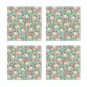 pug pet dog pugs flowers fabric florals cute mint pug flowers