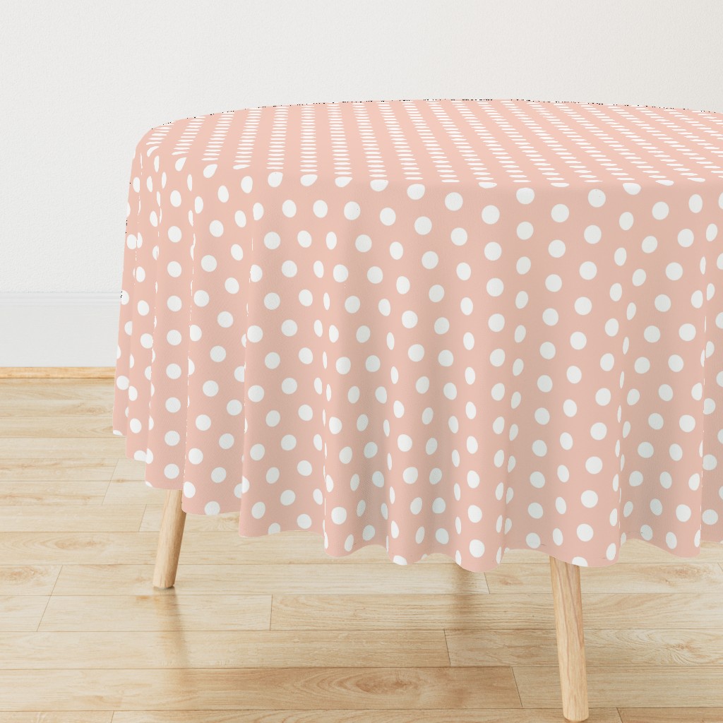 White Polka Dots on Peach - Large