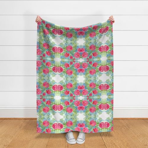 Pink Cabbage Roses Fabric Spoonflower   511238 Pink Cabbage Roses By Countrygarden 