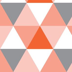 Triangle Cheater Quilt - Coral, Melon, grey - baby blanket