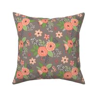 Vintage Antique Floral Flowers Peach