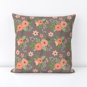 Vintage Antique Floral Flowers Peach