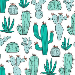 Cactus in Mint,Green & Blue