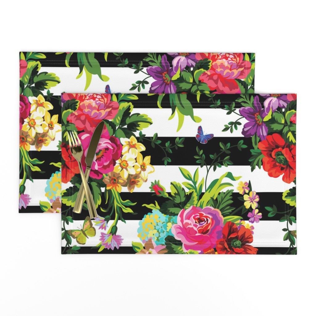 18" Floral Pop Stripes - Large Print