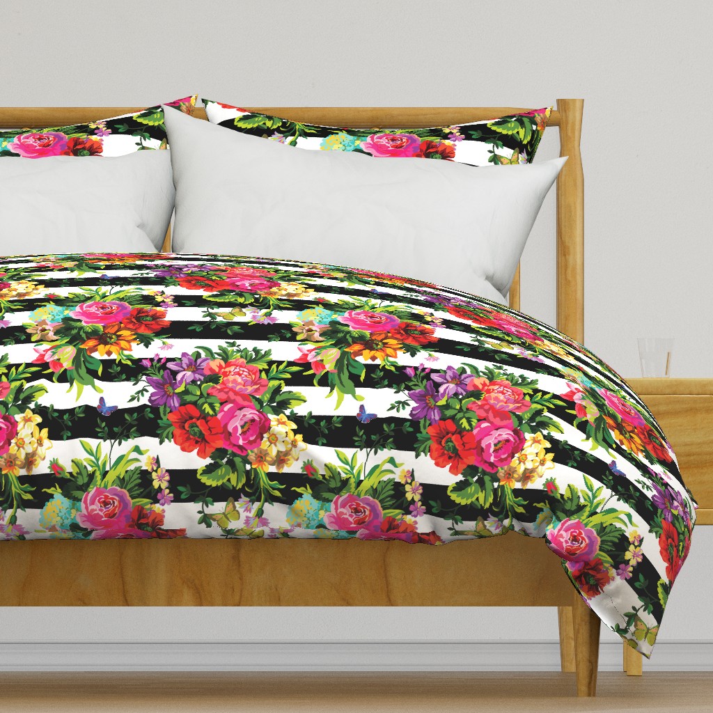 18" Floral Pop Stripes - Large Print