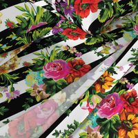 18" Floral Pop Stripes - Large Print