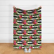 18" Floral Pop Stripes - Large Print