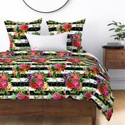 18" Floral Pop Stripes - Large Print