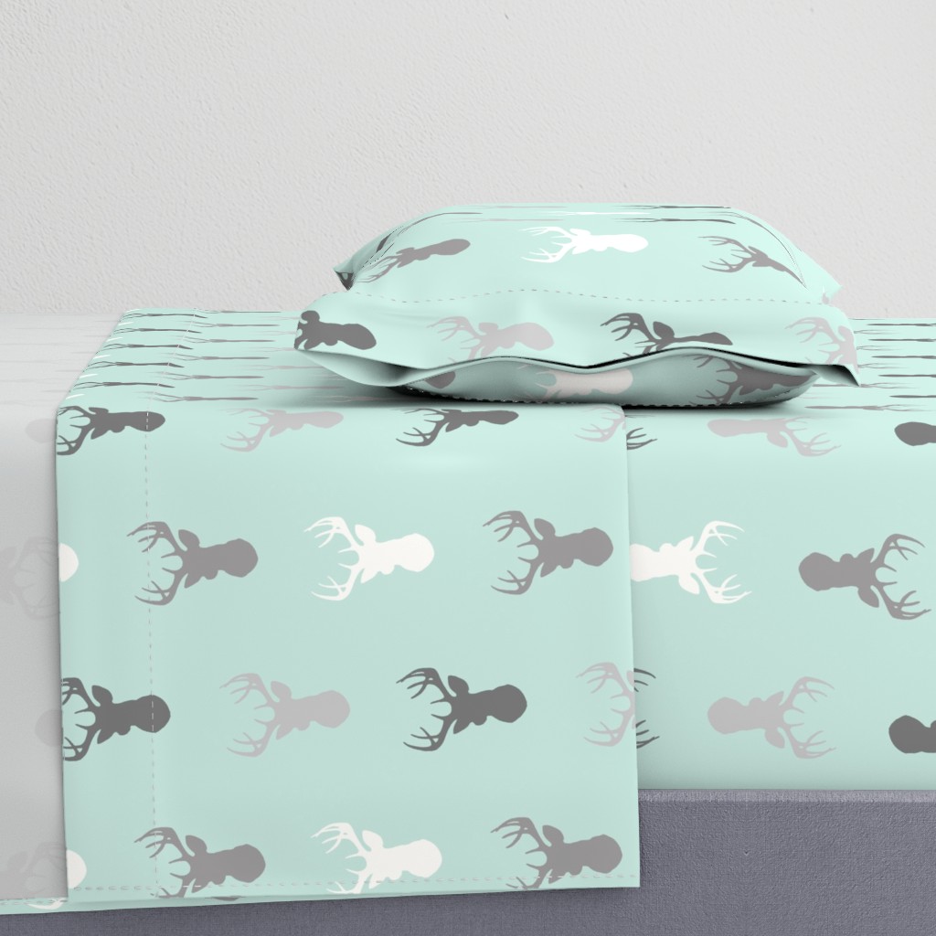 Deer-Mint/Grey/Off-White - woodland baby nursery