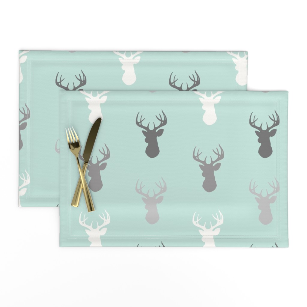 Deer-Mint/Grey/Off-White - woodland baby nursery