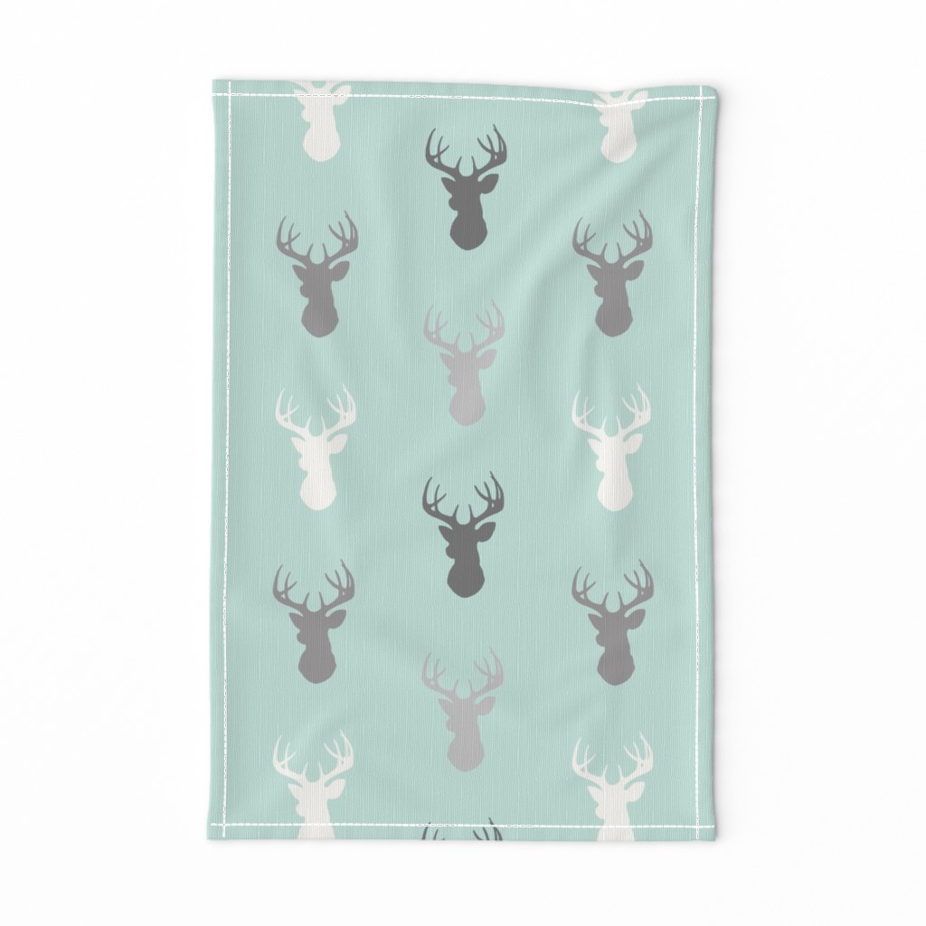 Deer-Mint/Grey/Off-White - woodland baby nursery