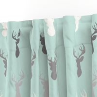 Deer-Mint/Grey/Off-White - woodland baby nursery