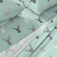 Deer-Mint/Grey/Off-White - woodland baby nursery