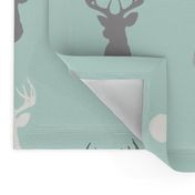 Deer-Mint/Grey/Off-White - woodland baby nursery