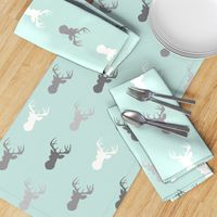 Deer-Mint/Grey/Off-White - woodland baby nursery