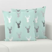 Deer-Mint/Grey/Off-White - woodland baby nursery