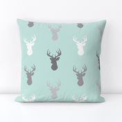 Deer-Mint/Grey/Off-White - woodland baby nursery