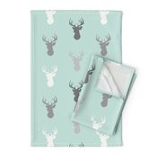 Deer-Mint/Grey/Off-White - woodland baby nursery