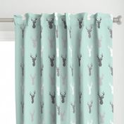 Deer-Mint/Grey/Off-White - woodland baby nursery