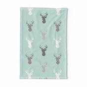 Deer-Mint/Grey/Off-White - woodland baby nursery