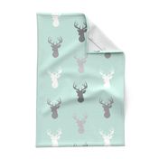 Deer-Mint/Grey/Off-White - woodland baby nursery