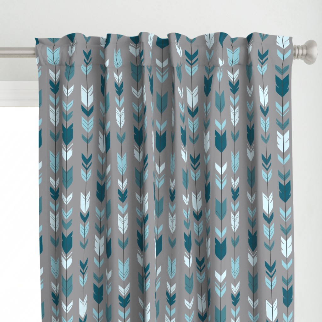 Arrow Feather- Teal/Blue/Grey- Winslow- Baby boy Woodland Nursery