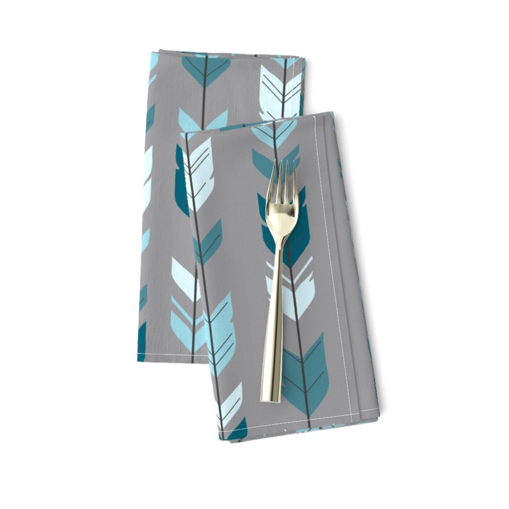 Arrow Feather- Teal/Blue/Grey- Winslow- Baby boy Woodland Nursery