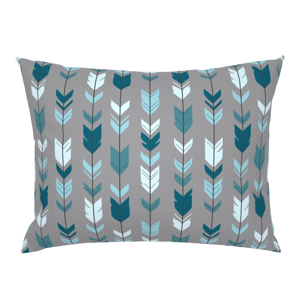 Arrow Feather- Teal/Blue/Grey- Winslow- Baby boy Woodland Nursery