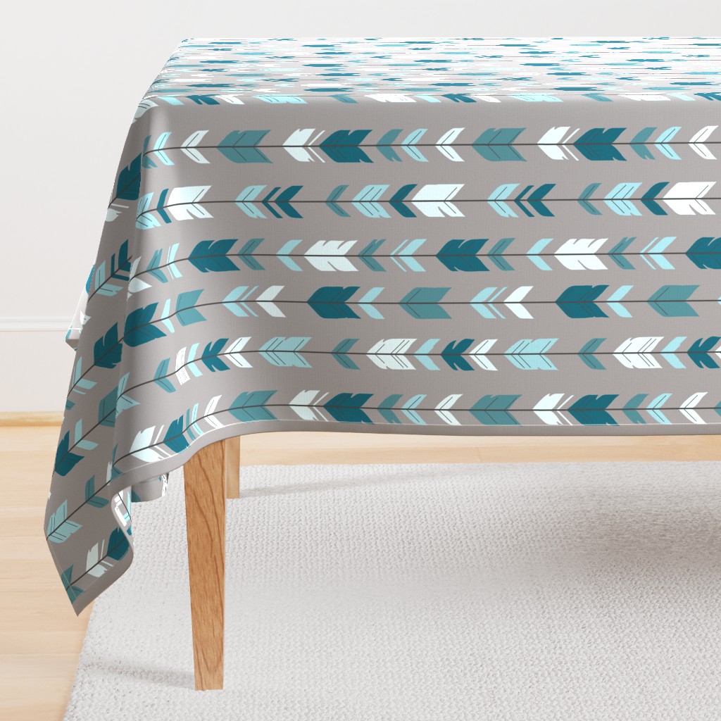 Arrow Feather- Teal/Blue/Grey- Winslow- Baby boy Woodland Nursery