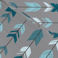 Arrow Feather- Teal/Blue/Grey- Winslow- Baby boy Woodland Nursery