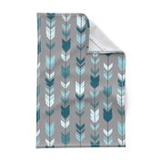 Arrow Feather- Teal/Blue/Grey- Winslow- Baby boy Woodland Nursery