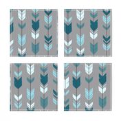 Arrow Feather- Teal/Blue/Grey- Winslow- Baby boy Woodland Nursery